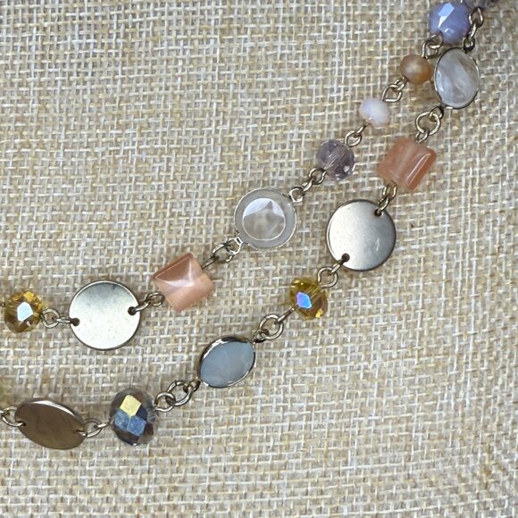 Loft Double-Strand Necklace With Iridescent Beads & Gold Accents - 20 Inches - Picture 3 of 8